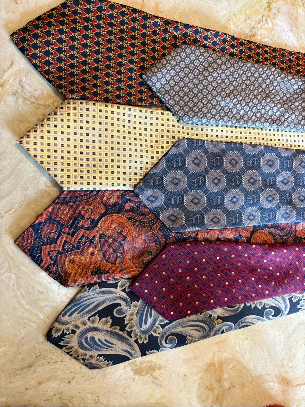 Classic Vintage Men's Paisley and Pattern Tie Sets of 7 - Assorted Colors